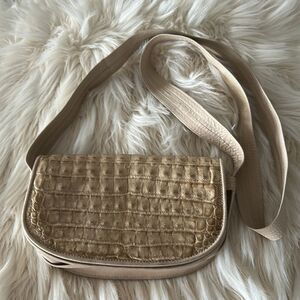 WILKES BASHFORD BEIGE CROSSBODY CROC PURSE